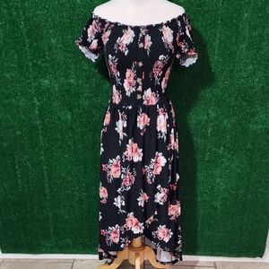 J for Justify Black Floral High Low Dress